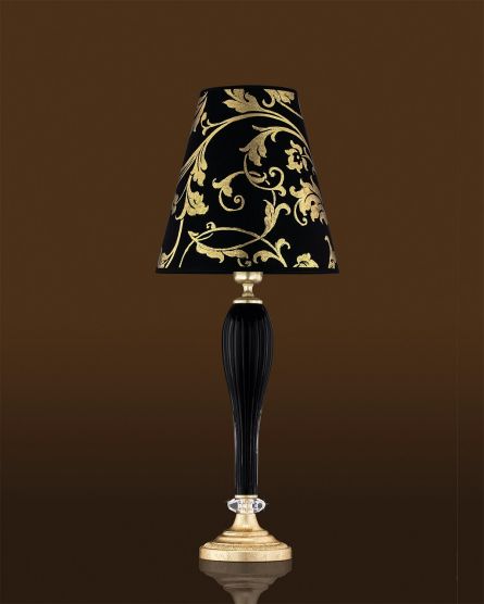 Table Lamps Leonie Leonie 112/LM gold leaf-black-crystal table lamp-pvc gold leaf black shade View 1
