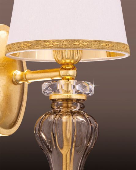 Wall Lamps Reina Reina 114/AP 1 gold leaf-golden teak-crystal wall lamp-pvc white gold shade View 3