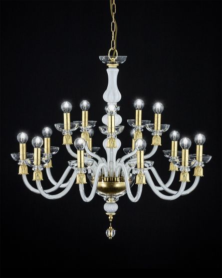 Chandeliers Reina 114 / CH 15 / gold leaf / white / crystal chandelier View 1