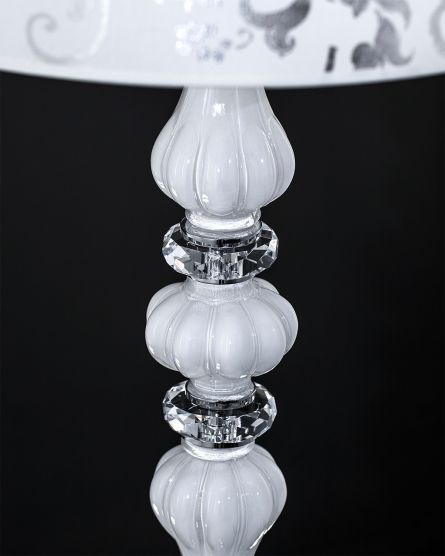 Floor Lamps Reina 114 / FL / chrome / white / crystal floor lamp / pvc silver leaf white shade View 2