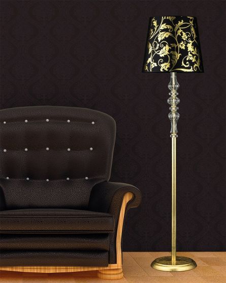 Floor Lamps Reina 114 / FL / gold leaf / crystal floor lamp / pvc gold leaf black shade