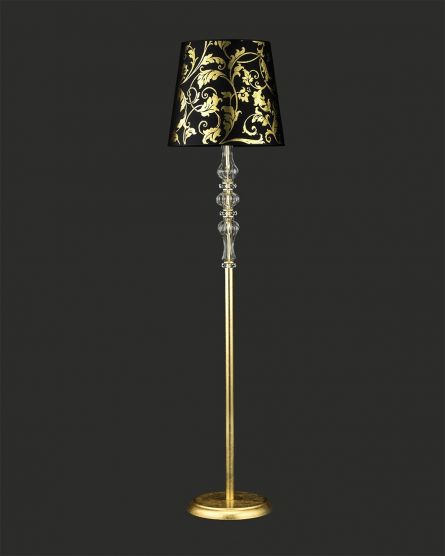 Pvc Gold Leaf Black Shade, Grandview Gallery Crystal Floor Lamp