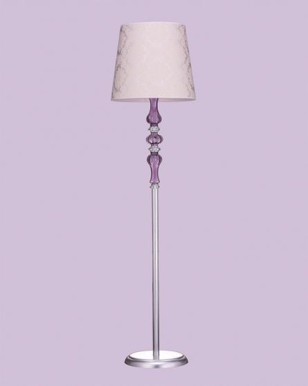 Floor Lamps Reina 114 / FL / silver leaf / lilac / crystal floor lamp / pvc damasco shade View 1