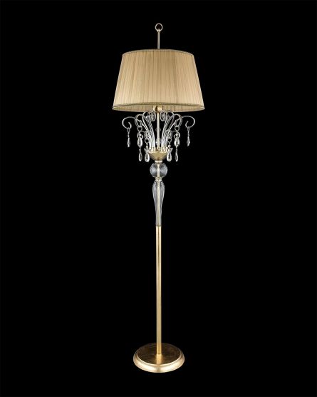 Floor Lamps Contessa 120 / FL / gold leaf / crystal floor lamp / organdy beige shade View 1