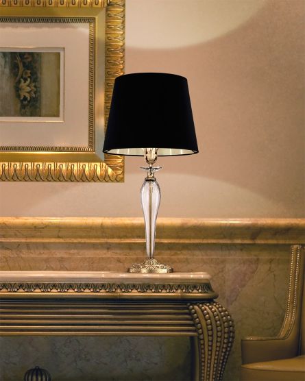Φωτιστικά Επιτραπέζια-Πορτατίφ Contessa Contessa 120/LG φύλλο χρυσού-κρυστάλλινο επιτραπέζιο φωτιστικό-λαμπατέρ-pvc black gold shade