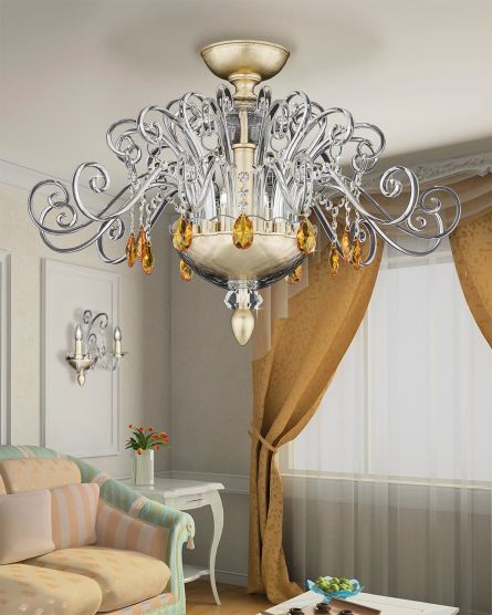 Ceiling Lamps Contessa 120 / PLM / gold leaf / crystal ceiling lamp