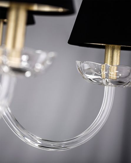 Linear Chandelier Elizabeth Elizabeth 125/RL 6 gold leaf-crystal linear chandelier / pvc black gold shade View 4