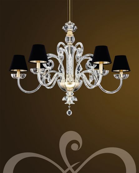 Linear Chandelier Elizabeth Elizabeth 125/RL 6 gold leaf-crystal linear chandelier / pvc black gold shade