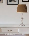 Table Lamps Stellina 102 / LG / silver leaf / crystal table lamp /  fabbric mocha shade