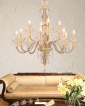 Chandeliers Mirsini 105 / CH 12 / gold leaf / golden teak / crystal chandelier