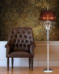 Floor Lamps Contessa 120 / FL / silver leaf / crystal floor lamp / organdy brown shade