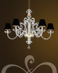 Linear Chandelier Elizabeth 125 / RL 6 / gold leaf / crystal linear chandelier / pvc black gold shade