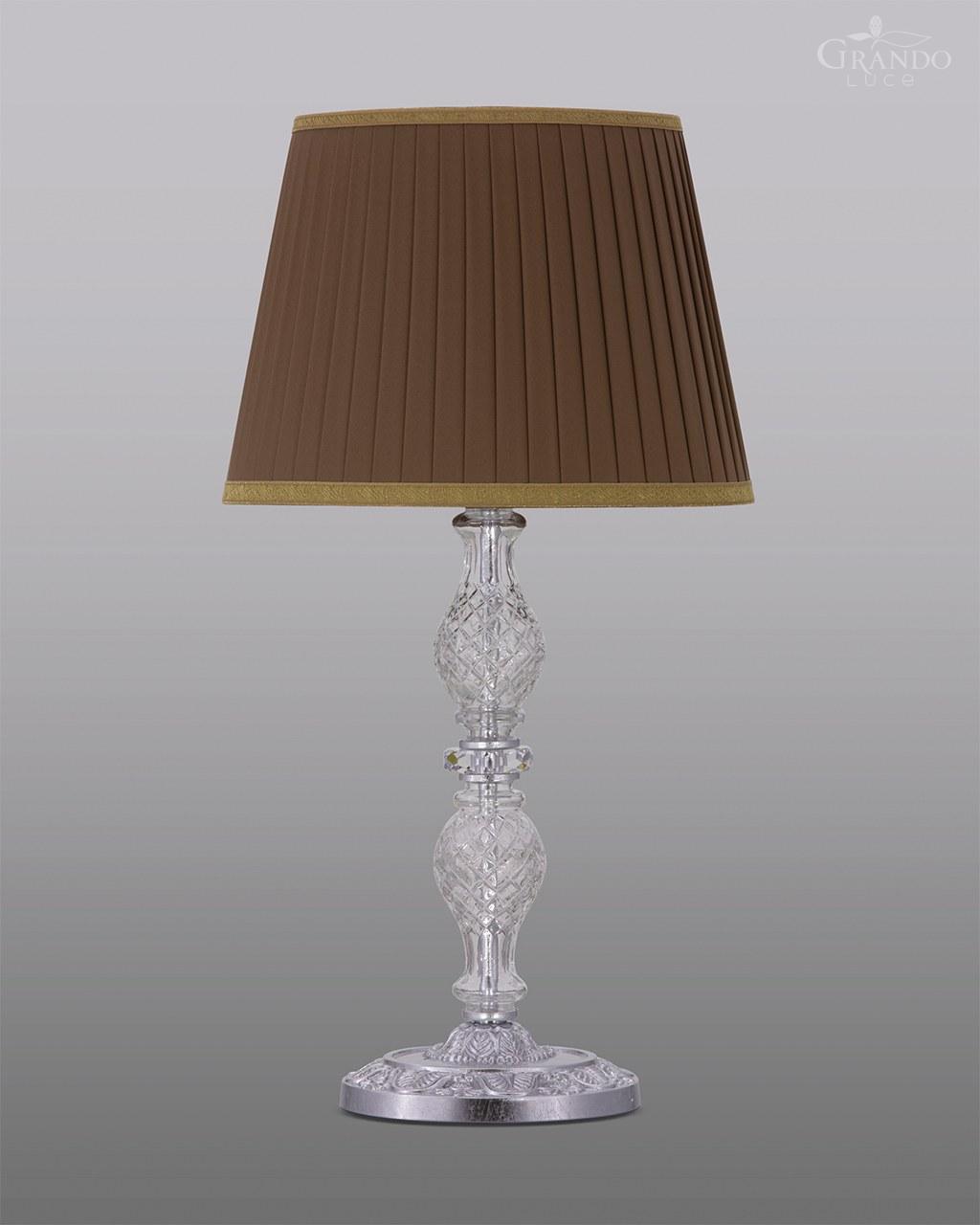105 Lg Silver Leaf Crystal Table, Mocha Metal Table Lamp
